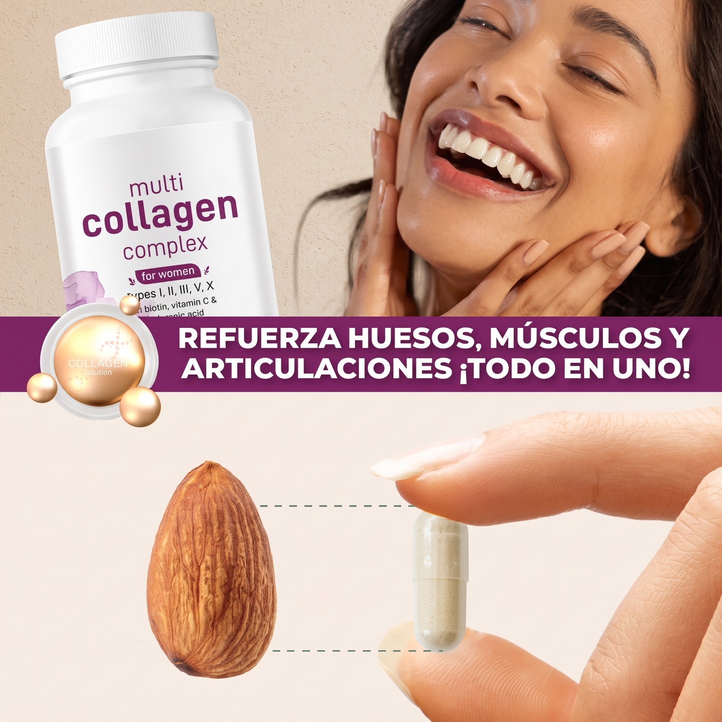 ✨⭐ Bote de 60 Cápsulas de Colágeno 8 en 1 ✨⭐